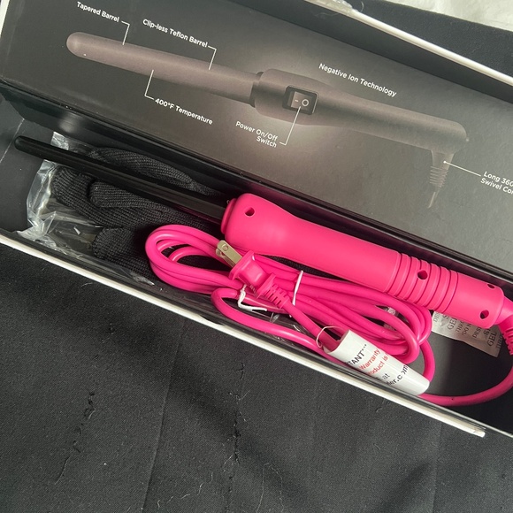 Herstyler Teflon Wand Baby Curl Hot Pink Clipless Ceramic Barrel Dual Volt New - Picture 3 of 5